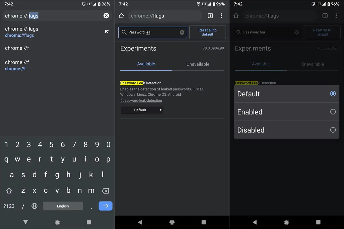 Chrome Android Password Leak Detection Enable