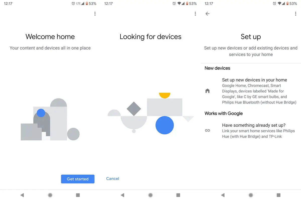 Google Home Setup Screenshots