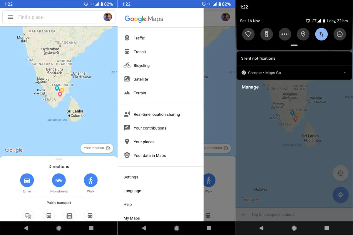 Google Maps Go App Screenshots