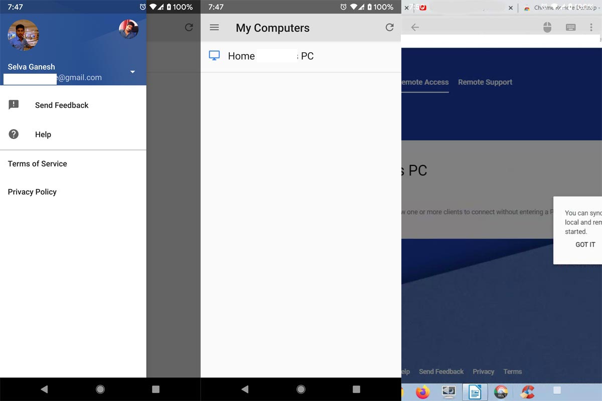 Google remote desktop App Android Screenshots