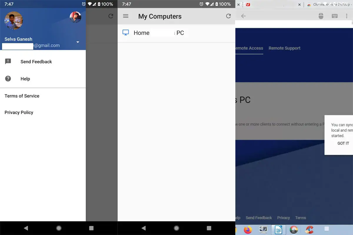 Google remote desktop App Android Screenshots