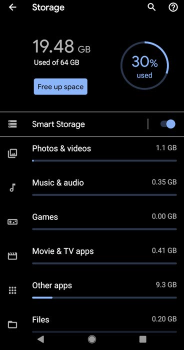 Mobile Storage Screenshot