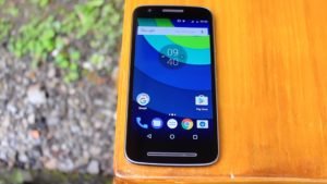 Moto E3 Power on the Wooden Table