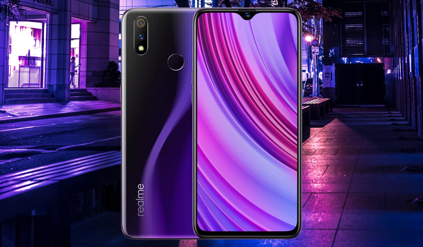 Realme X Youth Edition with Violet Street Light Background