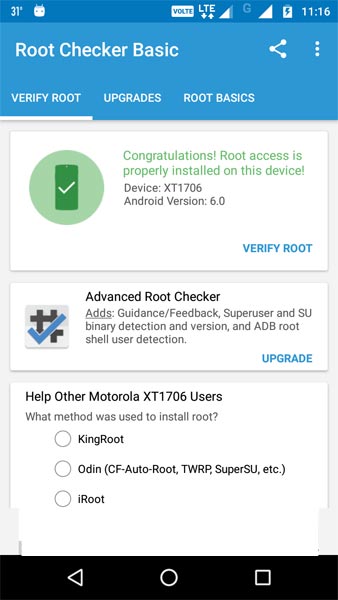 Root Checker Result Moto E3 Power