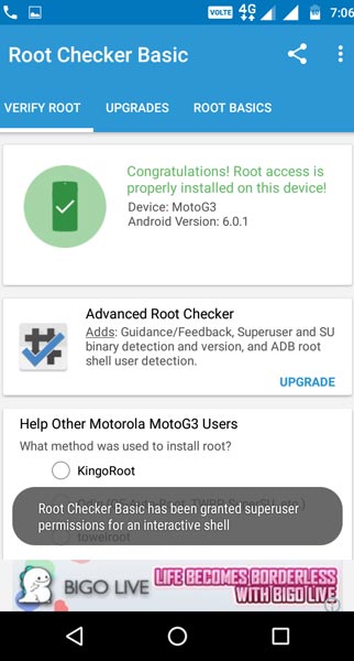 Root Checker Result Moto G3 2015