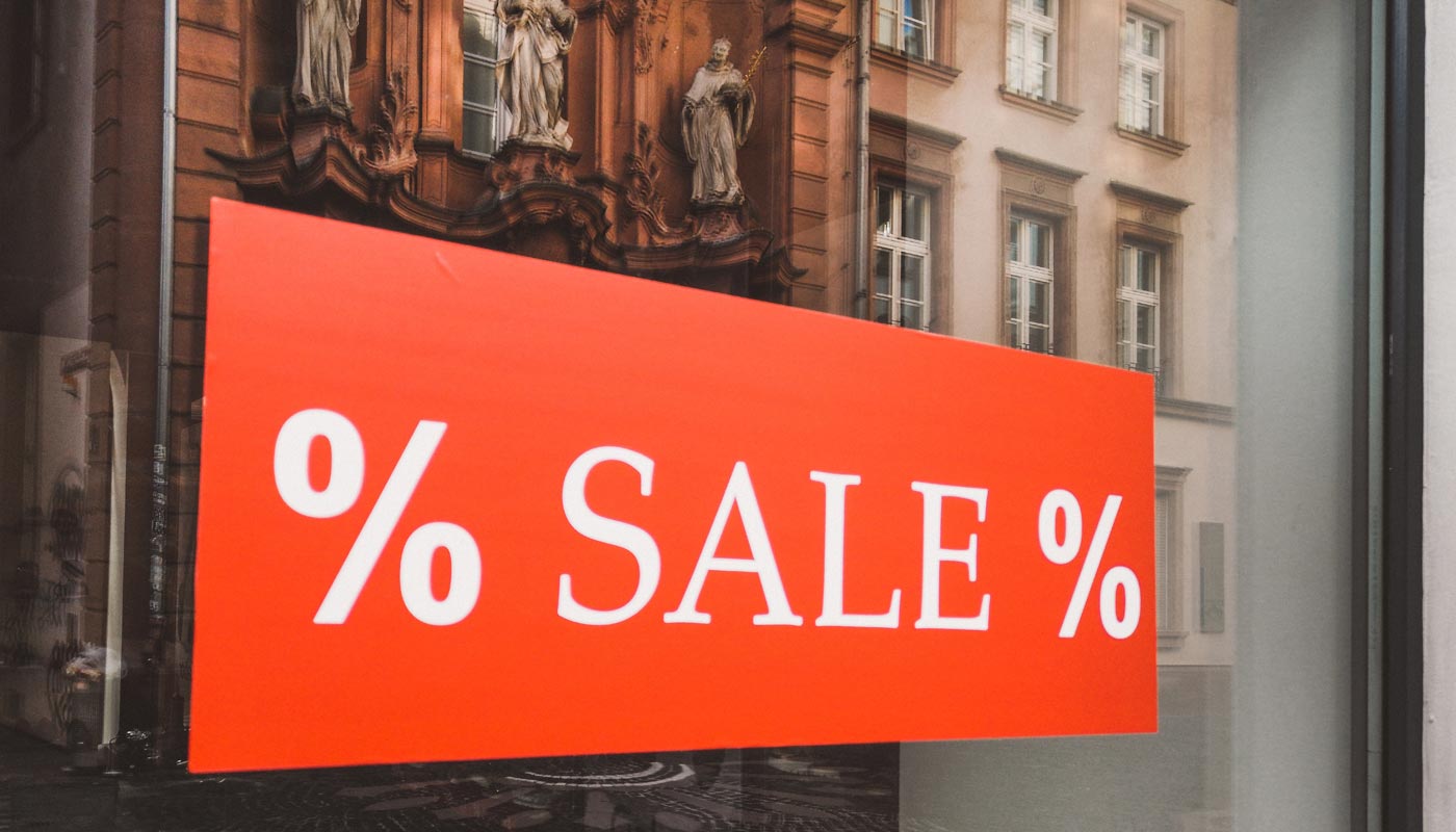 Sale Banner in the Shop Glass Window