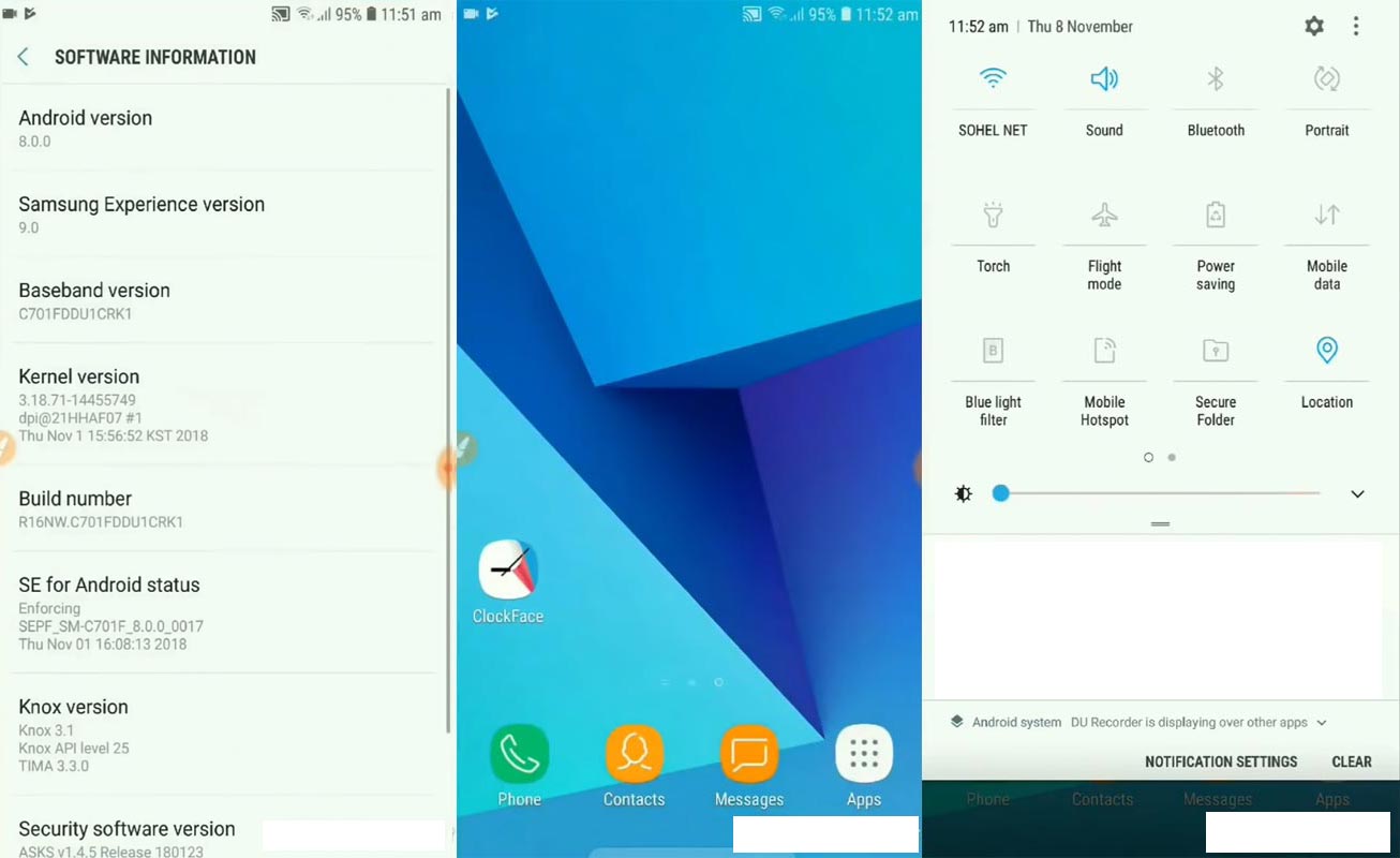 Samsung Galaxy C7 Pro Oreo Screenshots