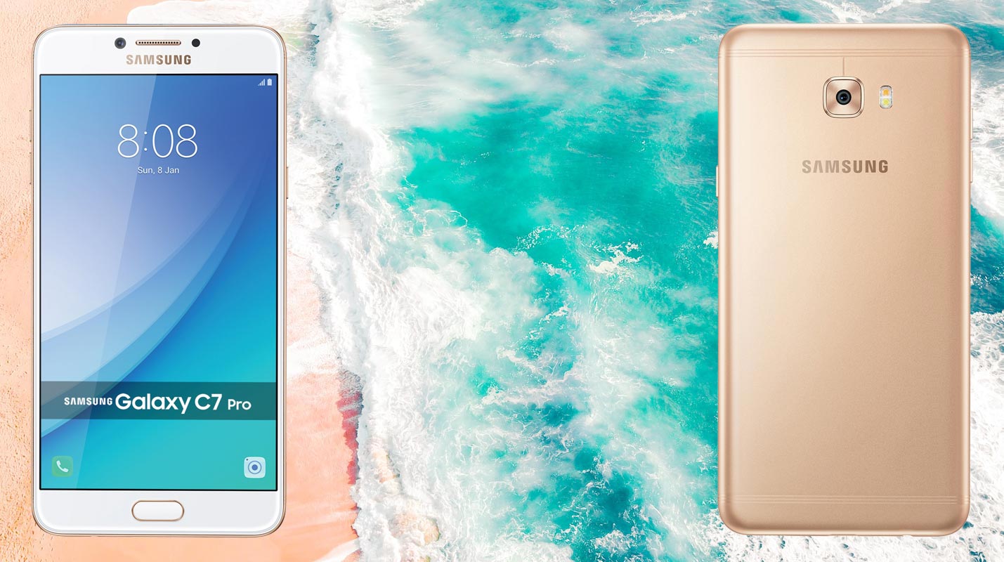 Samsung Galaxy C7 Pro With Sea Beach Background