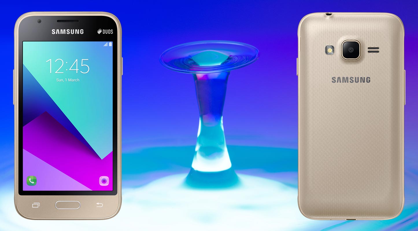 Samsung Galaxy J1 mini prime with Blue Water Drop Background