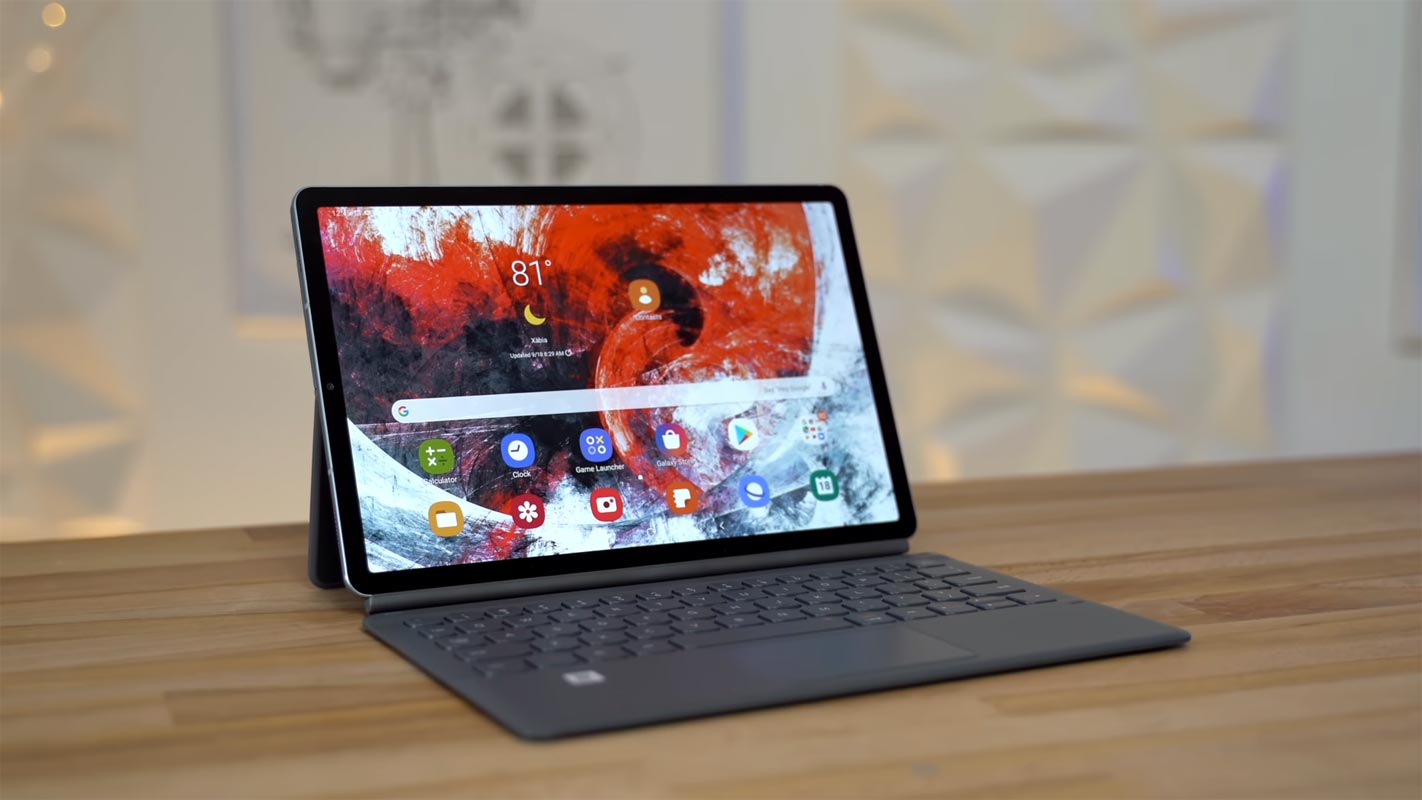 Samsung Galaxy Tab S6 on the Brown Wooden Table