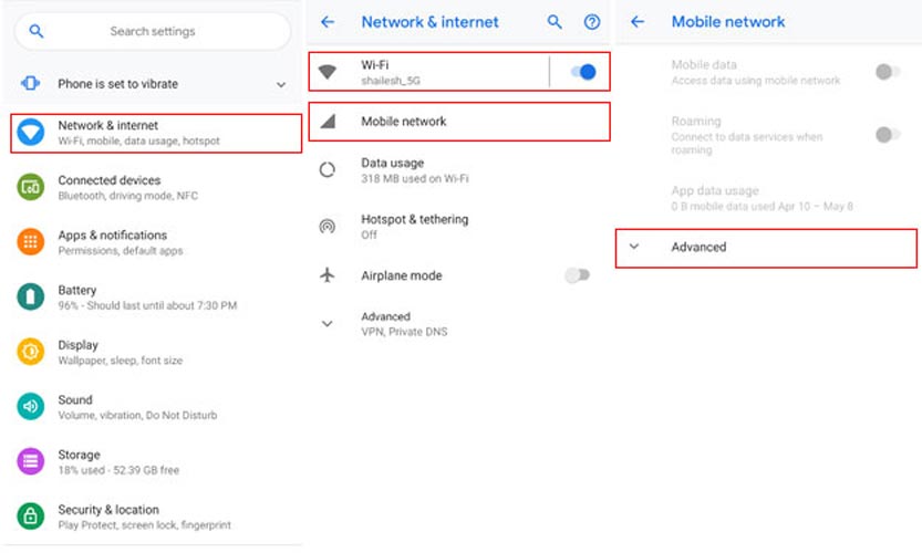 Settings eSIM Configuration