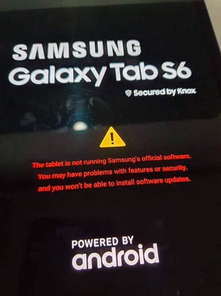 Tab S6 Boot Warning