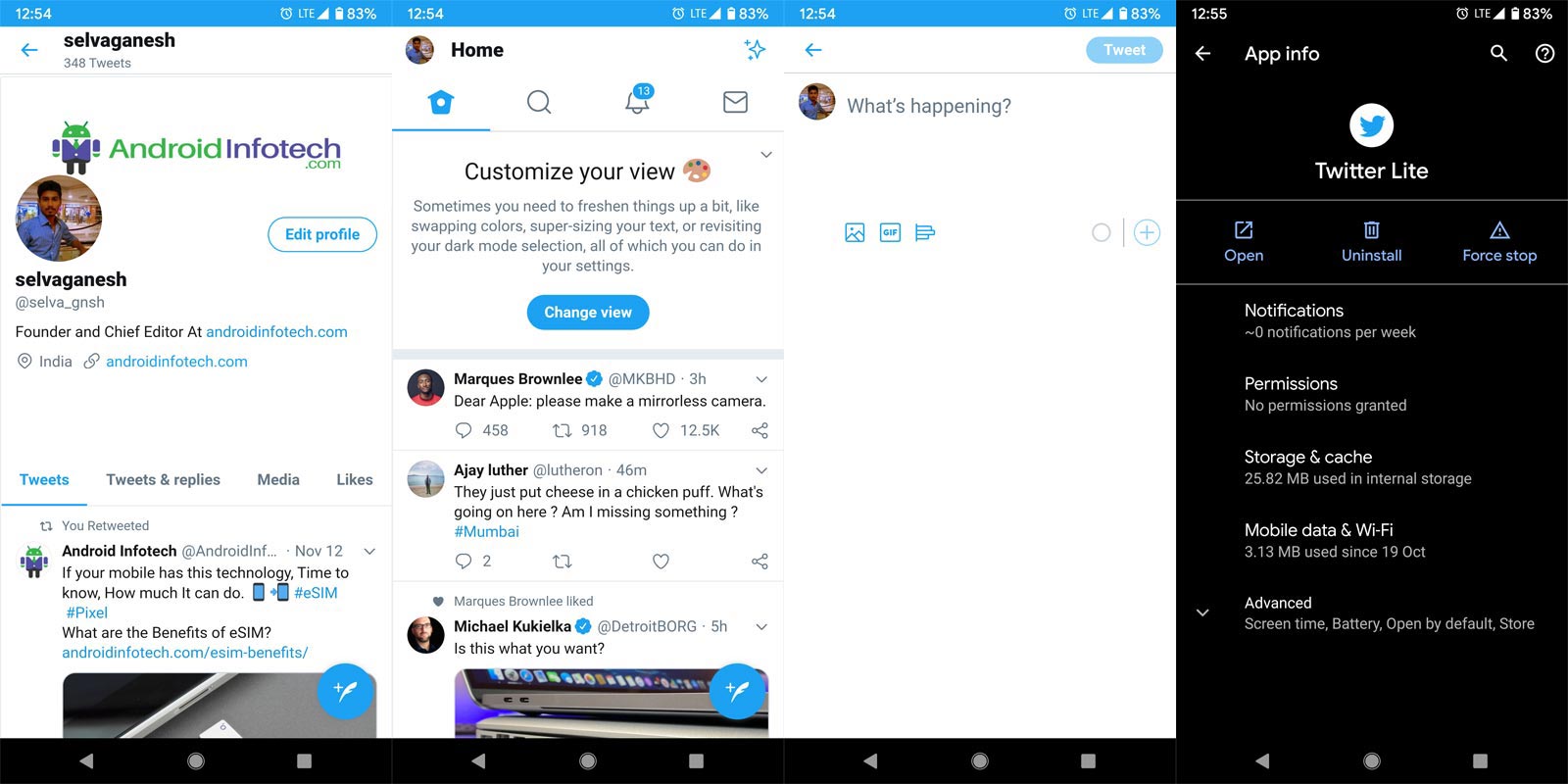 Twitter Lite App Screenshots
