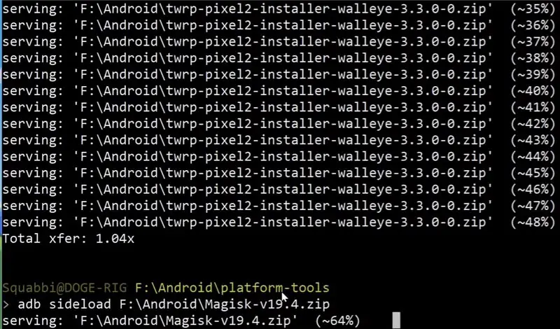 adb sideload Magisk file