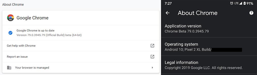 Chrome Version 79 Chrome Version 79