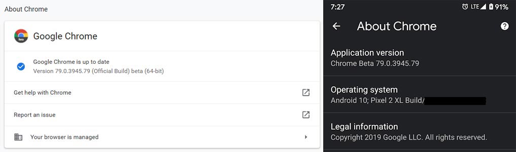 About Chrome 79 version
