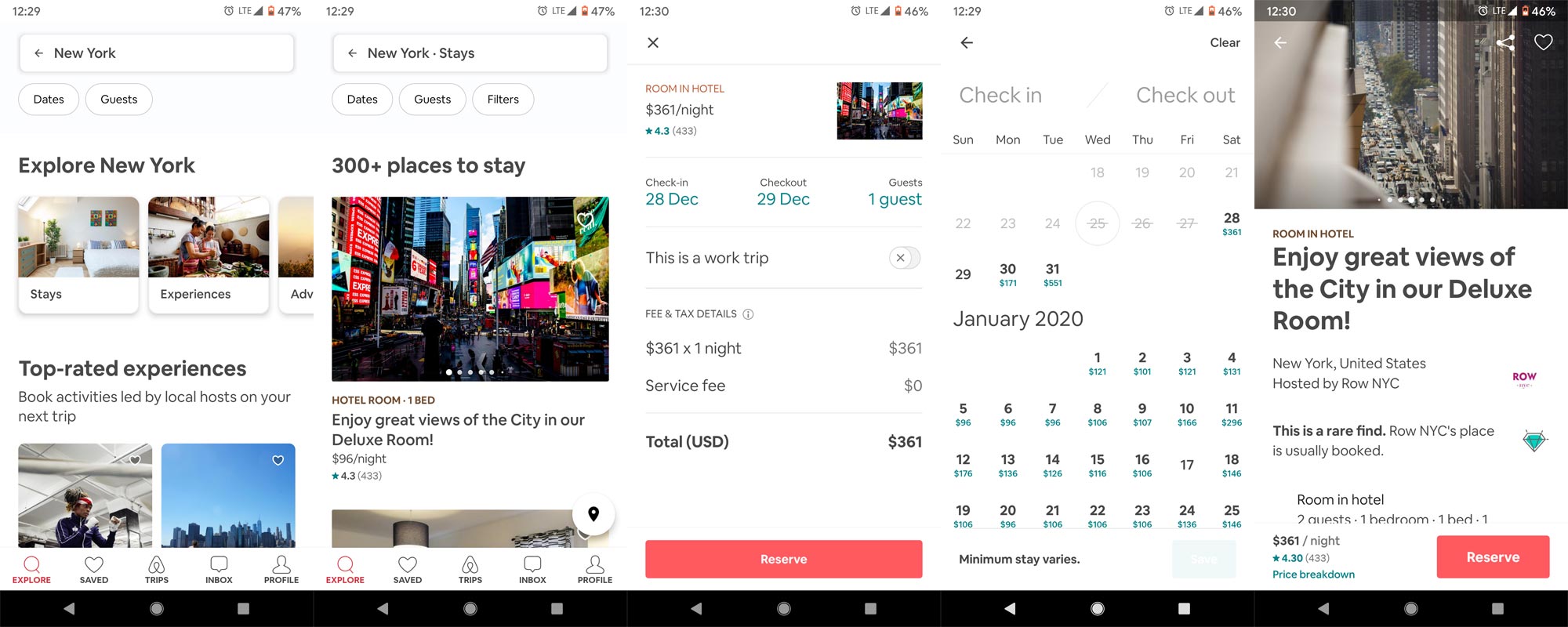 Airbnb Hotel Booking App Screenshots