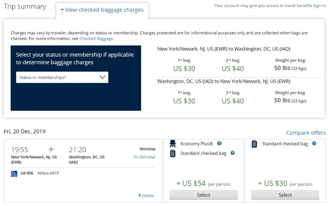 Checked Bag Charges Flight