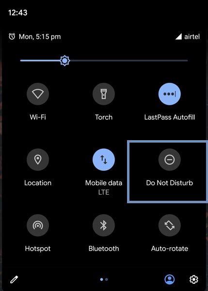 Do Not Disturb in Notificaion Bar