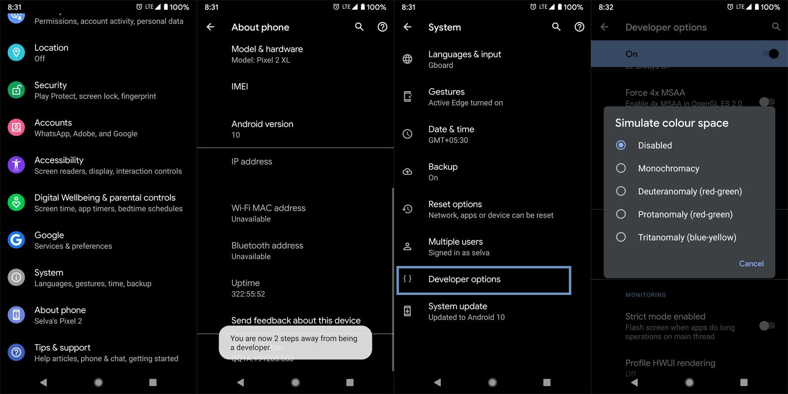Enable Monochrome in Developer Options Android