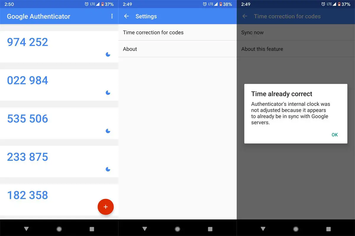 Google Authenticator App Screenshots