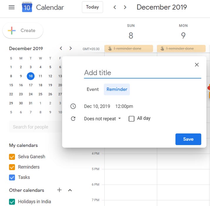 Google Calendar Web Version