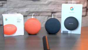 Google Home Mini and Nest Mini on the Table