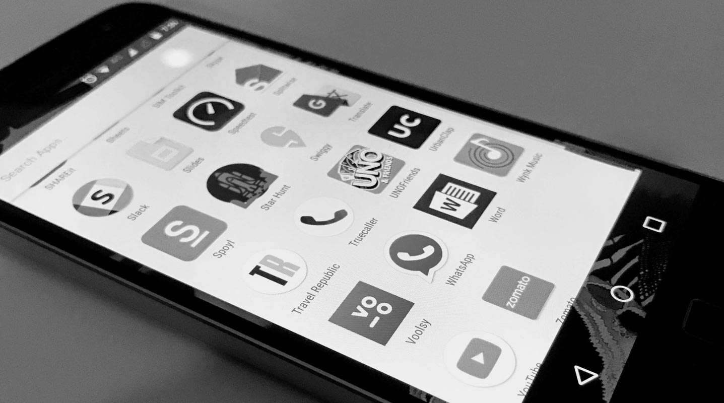 Grayscale Mobile With Apps Menu Opened