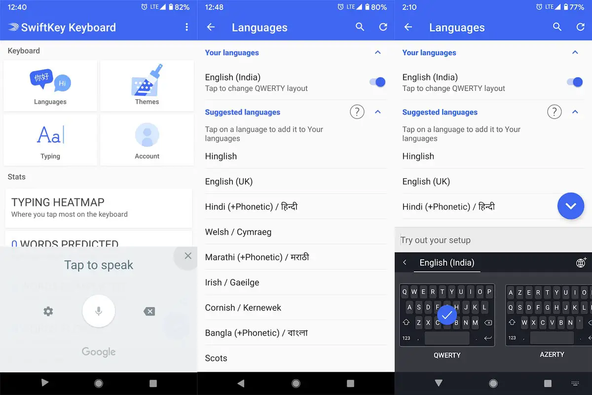 Language and Input Type Change SwiftKey