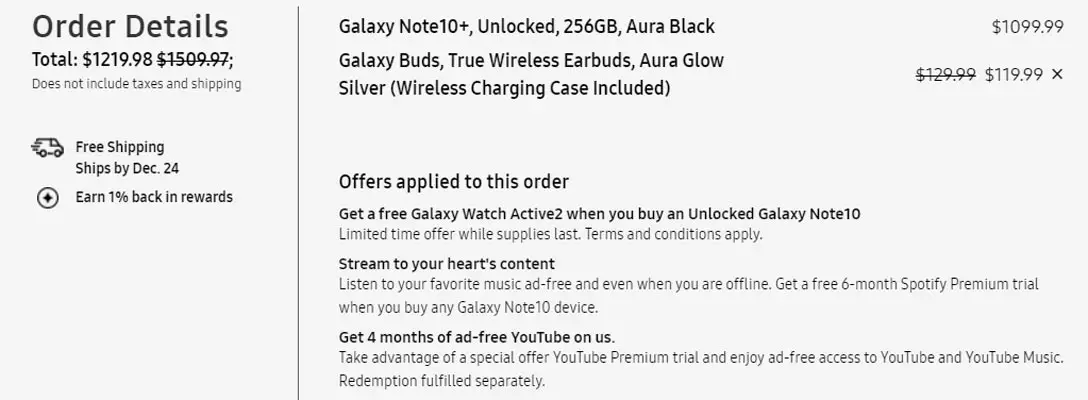 Note 10 Plus With Ear Buds Price