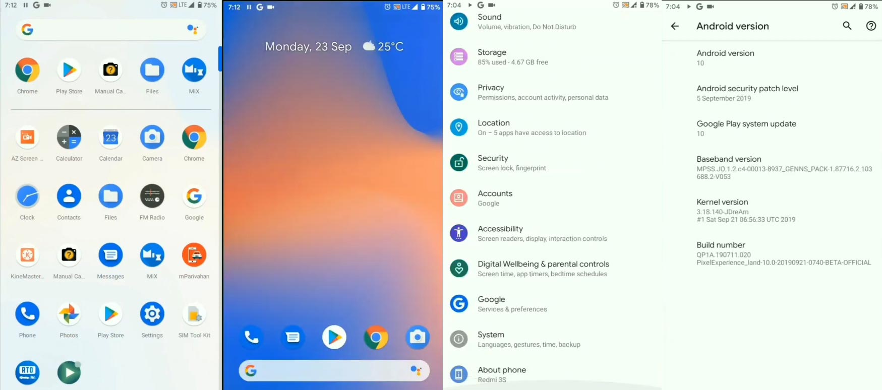 Redmi 3S Pixel Experience ROM Android 10 Screenshots