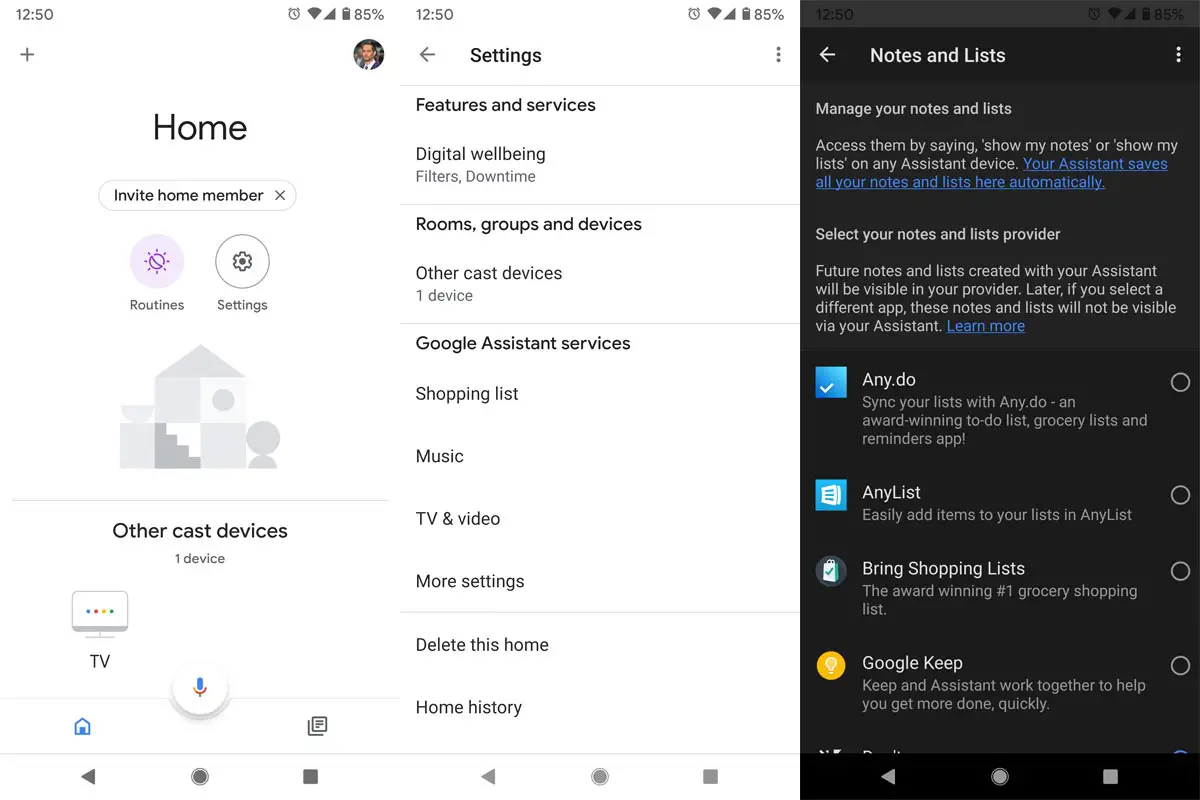 Remove Services from Google Home App