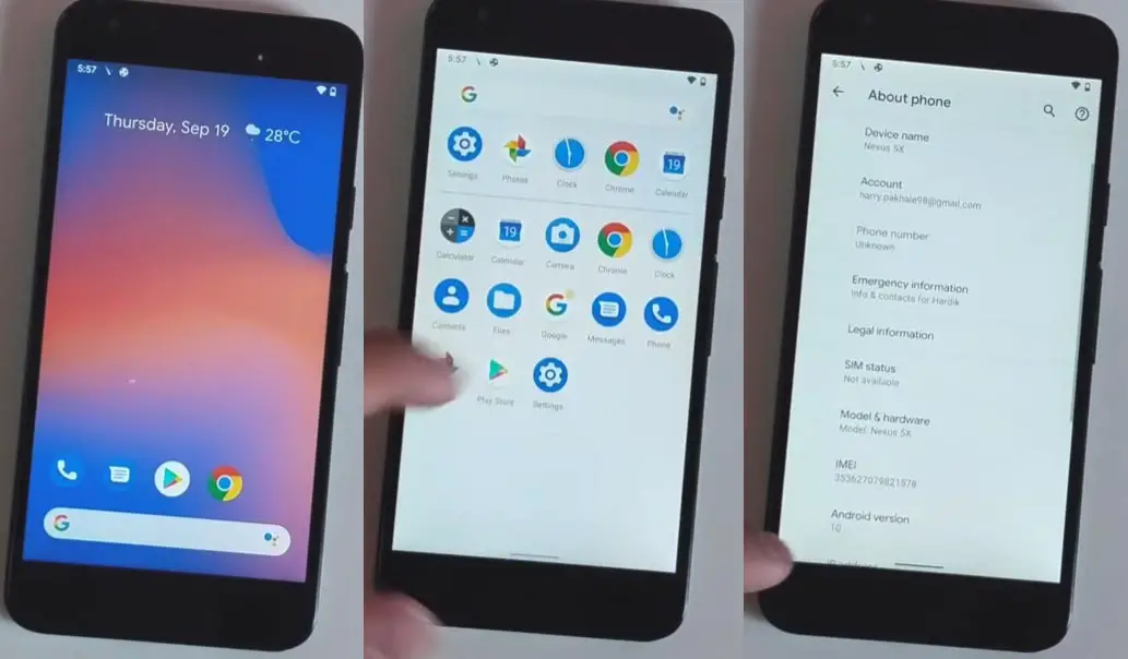 Screenshots of Nexus 5X Pixel Experience ROM Android 10
