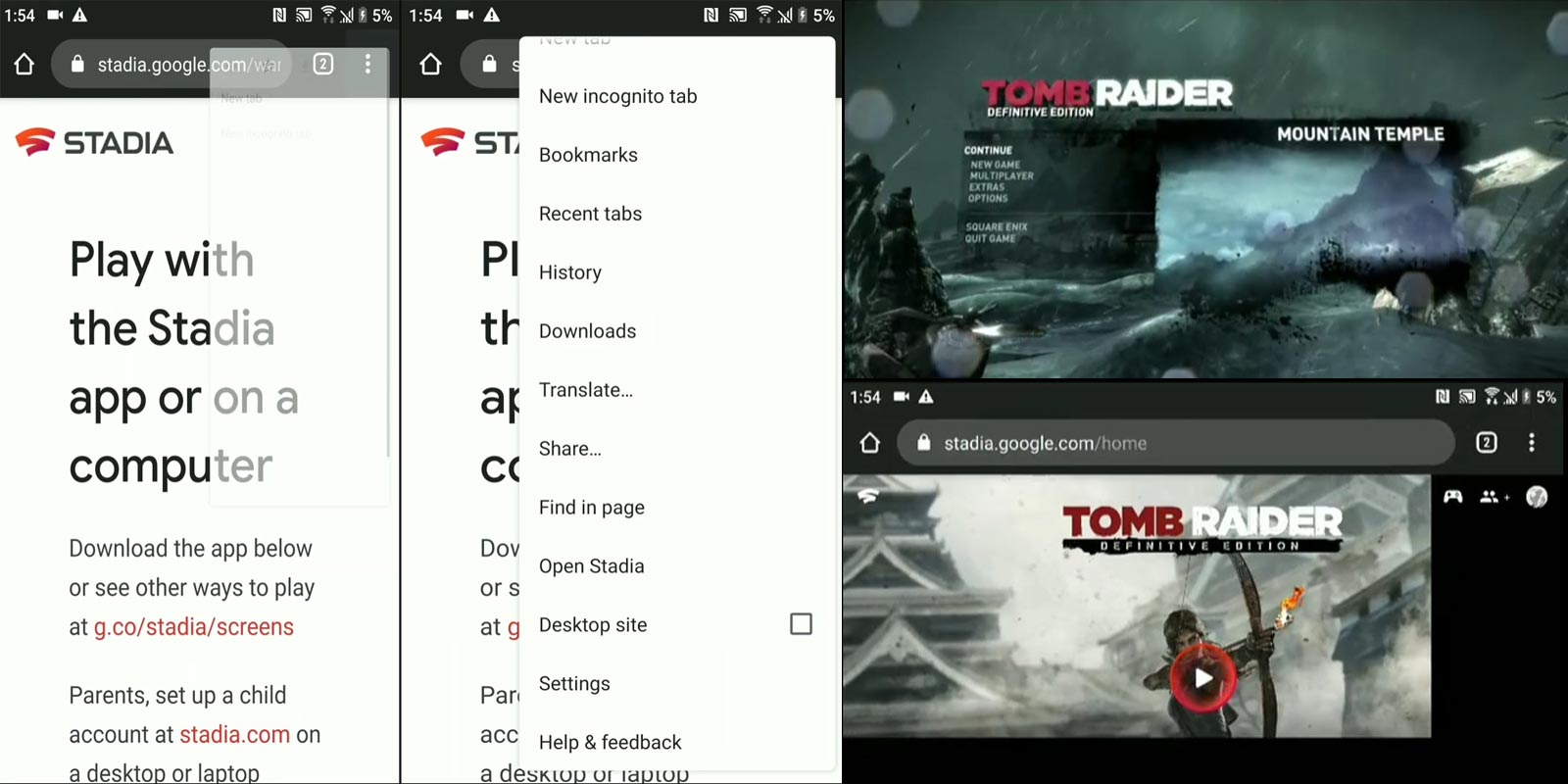 Tomb Raider Gaming Stadia Mobile Chrome