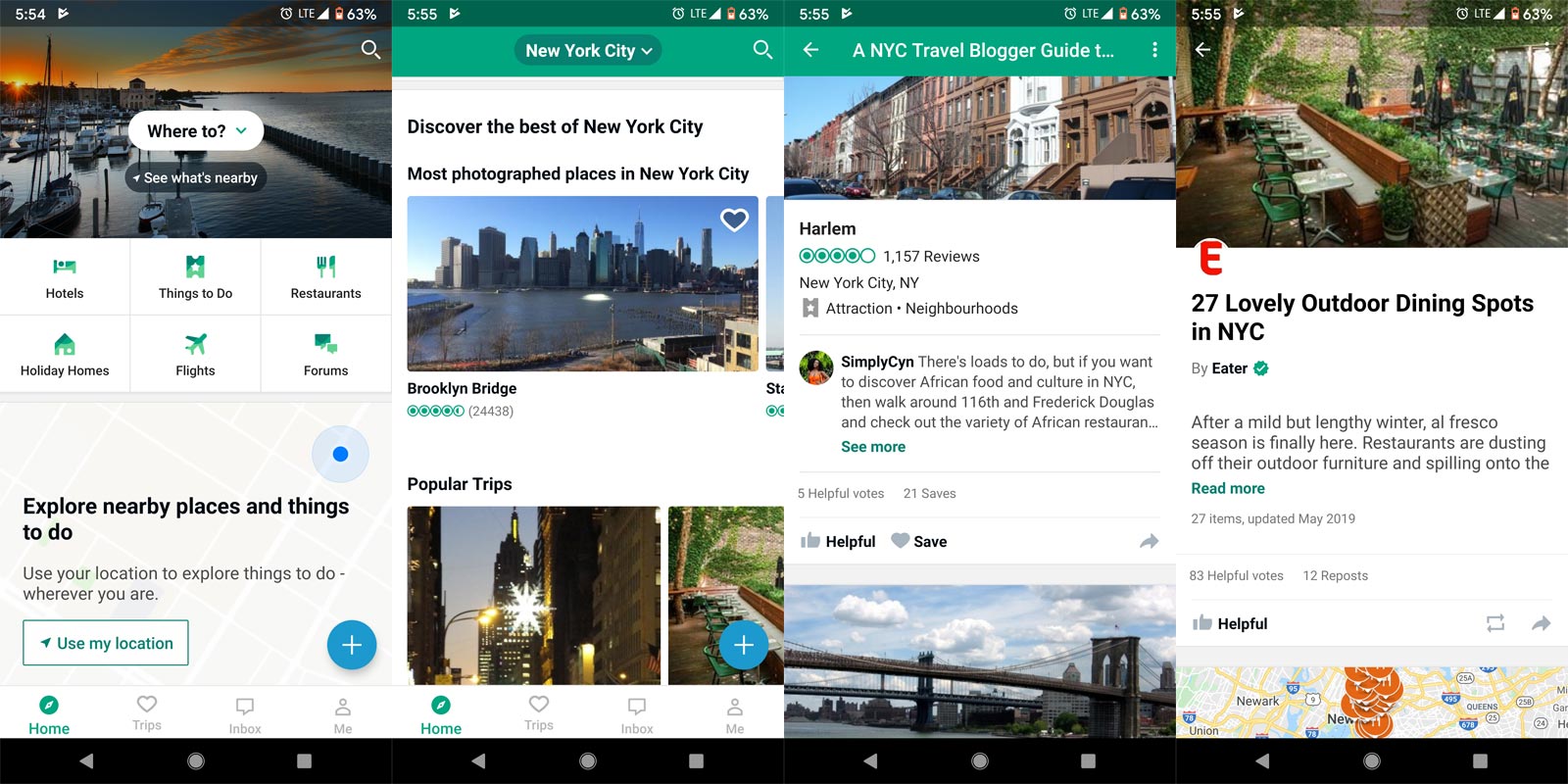 Trip Advisor App Screenshots with Restaurant