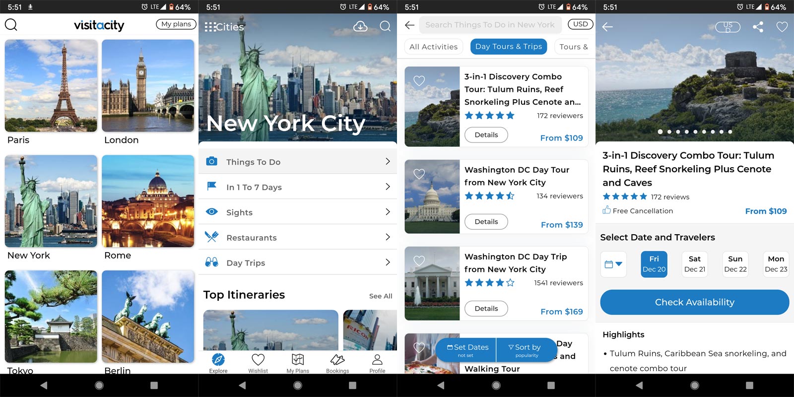 Visit A City App Screenshots