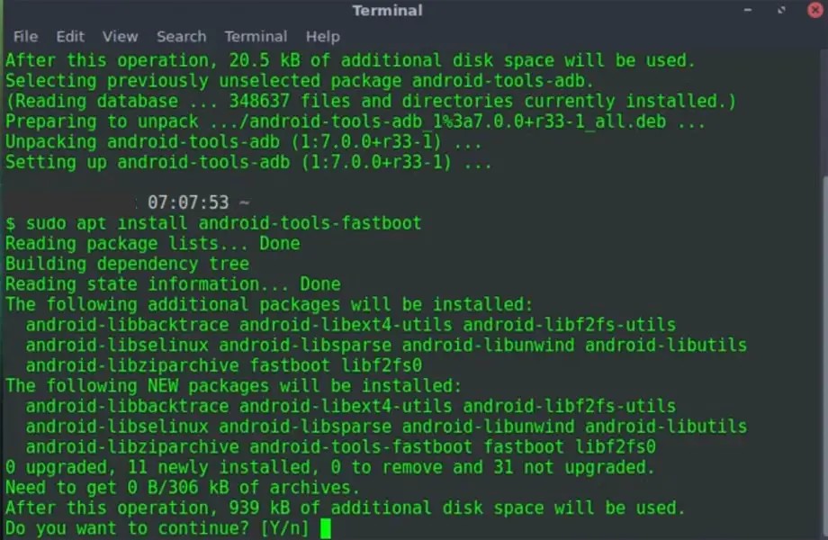 fastboot linux install command