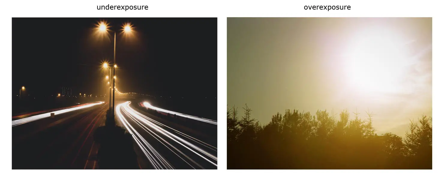 underexposure and overexposure photo samples