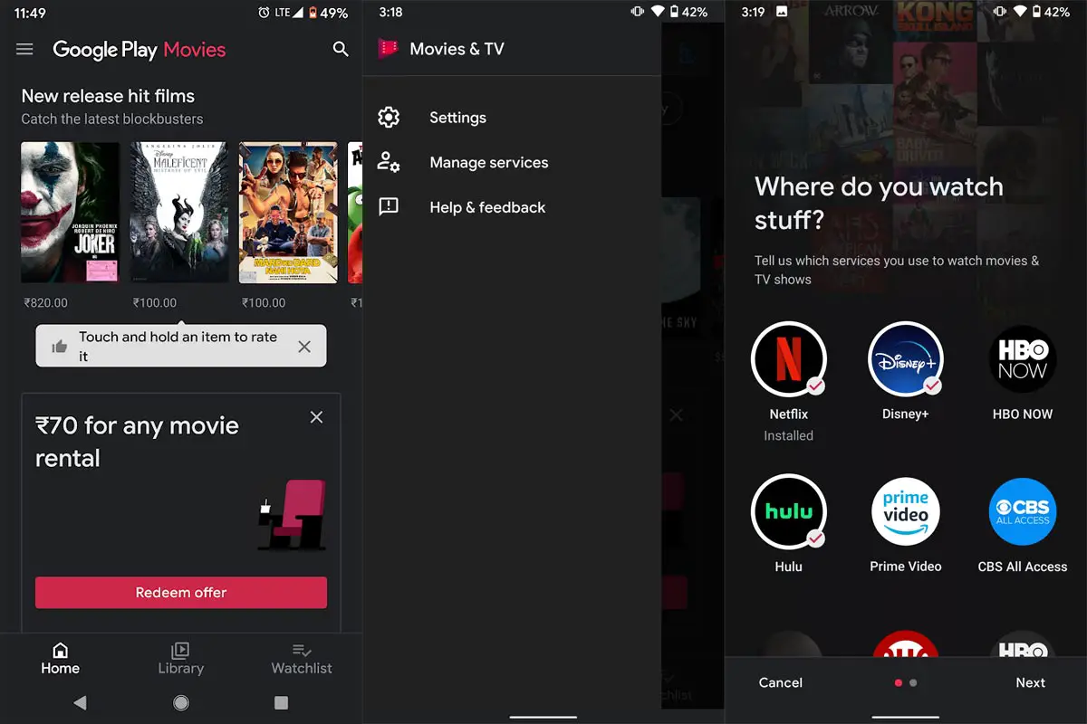 Add Other stream Accounts in Google Play Movies