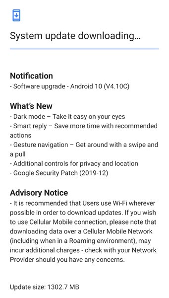 Android 10 OTA Screenshot Nokia 6.1 Plus
