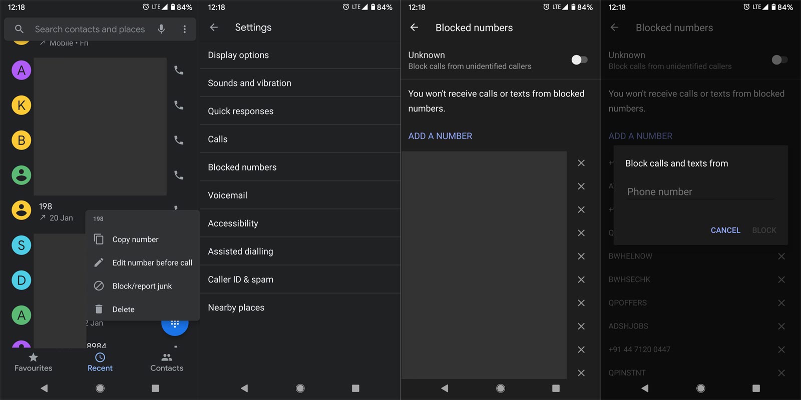 Block Phone Numbers Default method Android