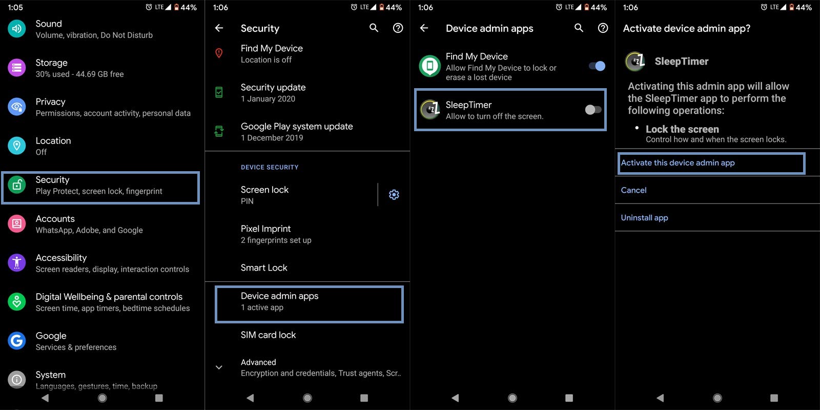 Enable Permissions Sleep Timer App