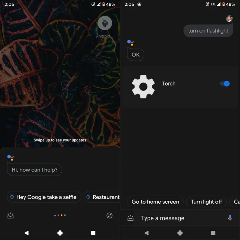 Google Assistant tun on flash