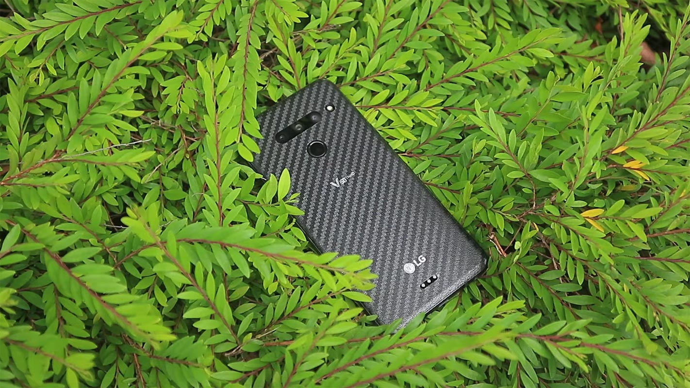 LG V50 ThinQ on the Green Leaves