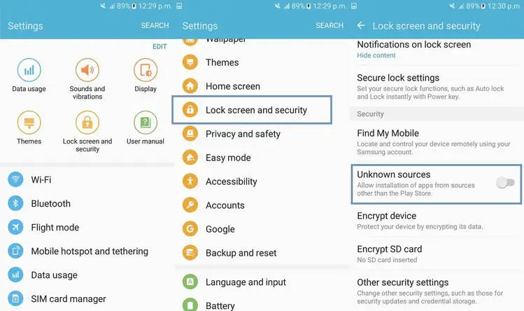 how to install from unknown sources android