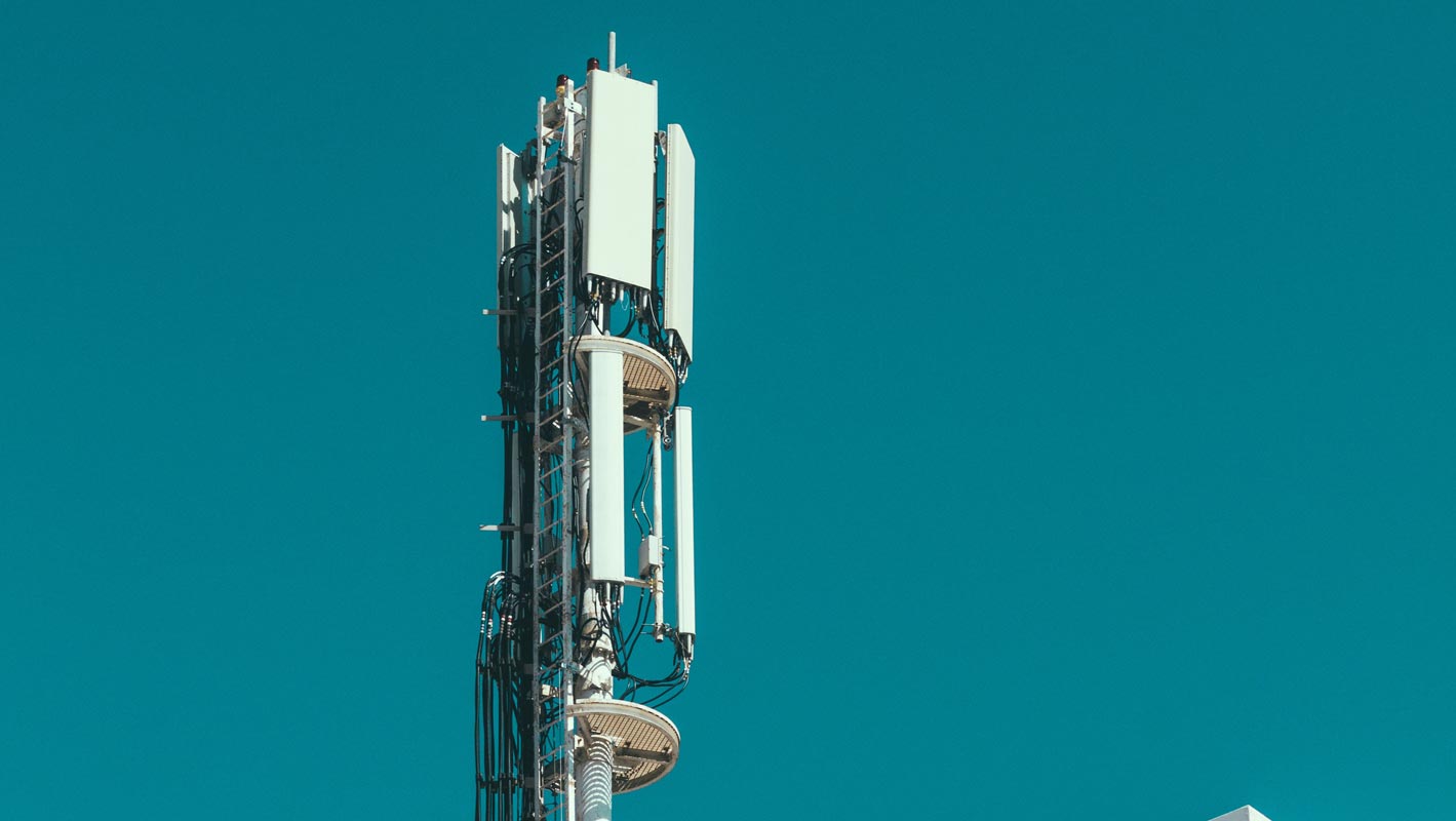 Mobile Tower with Blue Background