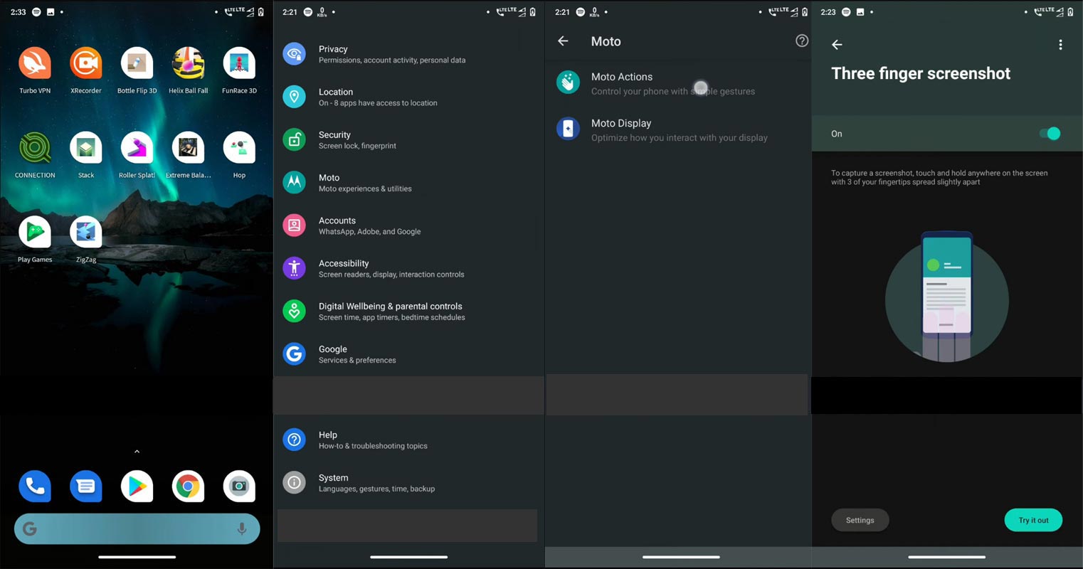 Motorola One Action Android 10 Screenshots