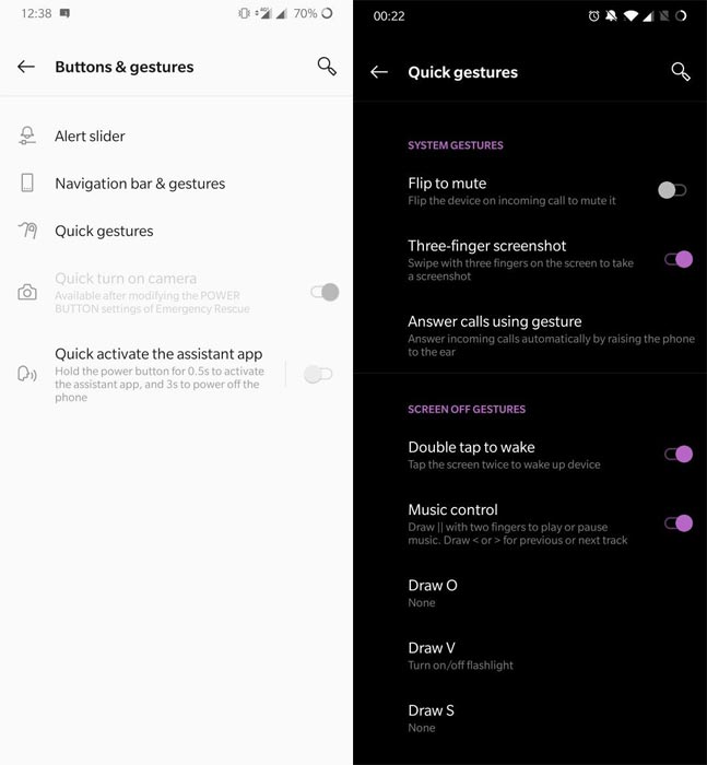 Quick Gestures OnePlus