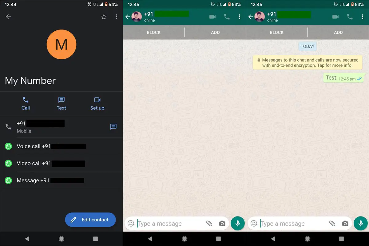 Send Whatsapp messages to yourself using Own Contact
